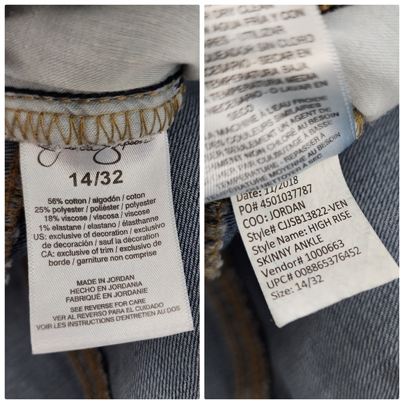 Jessica Simpson High Rise Skinny Ankle Blue Jeans Women's Size 14 - Picture 15 of 15